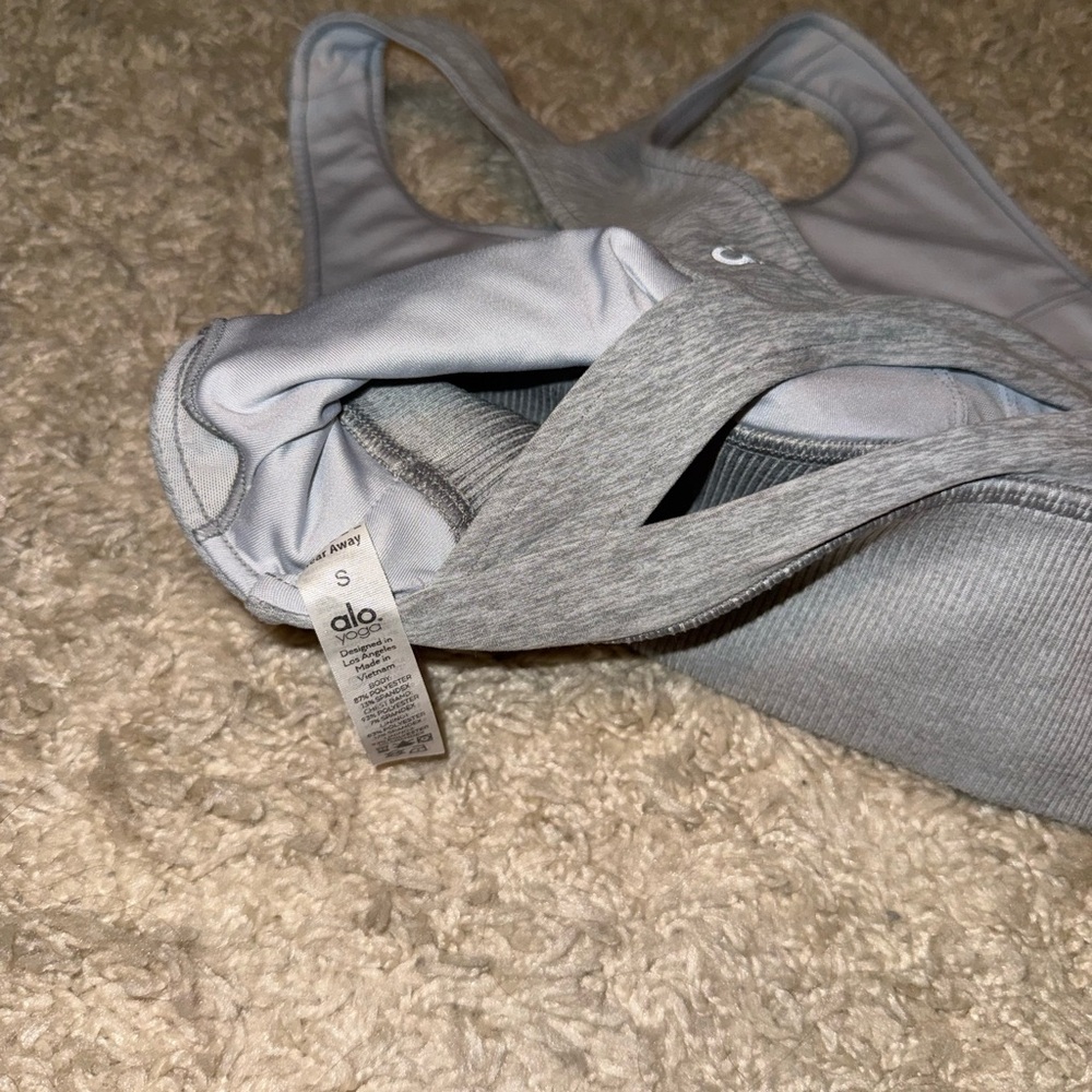 ALO Yoga Heather Gray Sports Bra - Picture 3 of 4